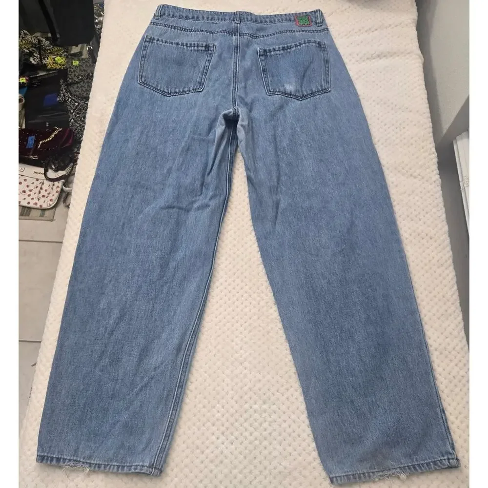 Empyre Gyuru Baggy Wide Leg Jeans Y2K Skate Light Wash Women Size 12